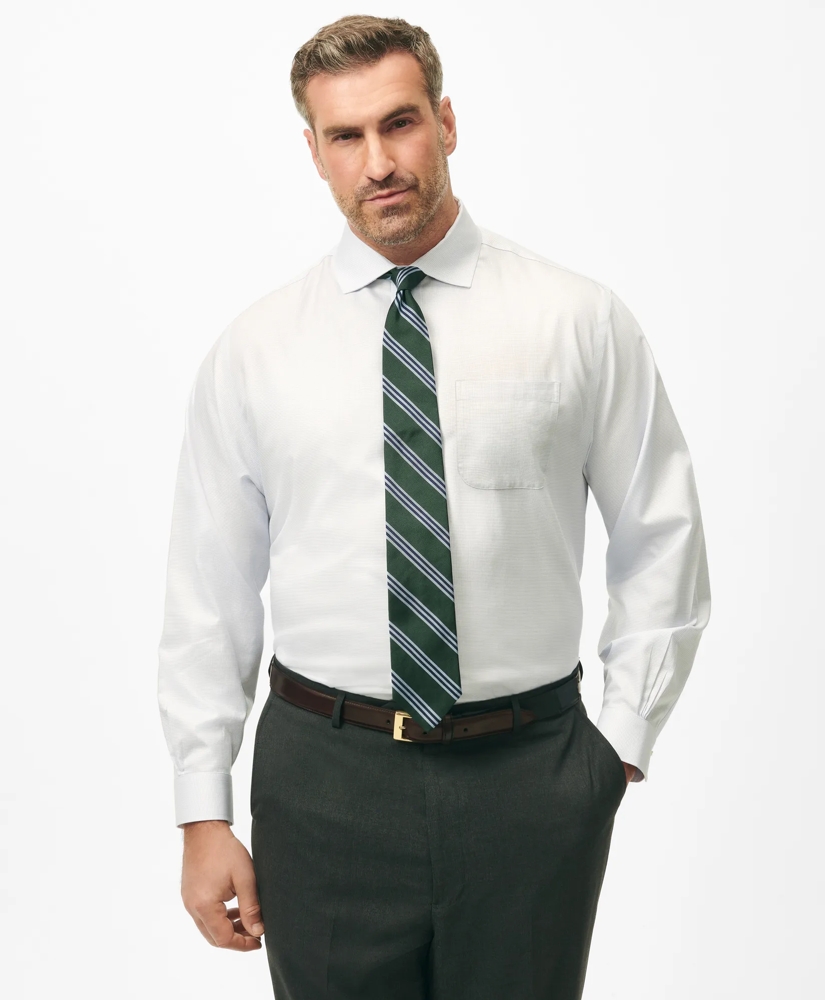 Big & Tall Stretch Supima ® Cotton Non-Iron English Spread Collar, Micro-Grid Dress Shirt